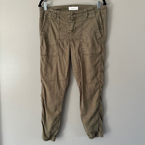 Level 99 Linen + Lyocell Blend Seaweed‎ Green Joggers SZ 29 - Picture 1 of 9